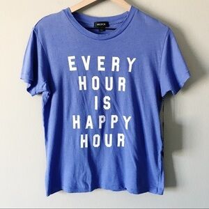 Wildfox Always Happy Keke Tee Happy Hour Baja Blue